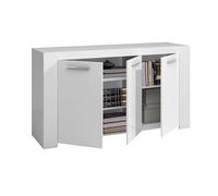 Habitdesign Aparador, Buffet Moderno, Armario Auxiliar Comedor, Modelo Ambit, Color Blanco Artik, Medidas: 144 cm (Largo) x 42 cm (Fondo) x 80 cm (Alto)