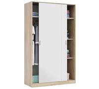 Habitdesign Armario 2 Puertas Correderas y Estantes, 200x120x50 (AltoxAnchoxFondo - en cm). Ropero Dormitorio Principal, Armario Infantil, Color Blanco Artik y Roble Canadian