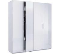 Habitdesign Armario 4 Puertas, 200 cm (Alto) x 180 cm (Ancho) x 52 cm (Fondo), Ropero Grande 4 Puertas, Color Blanco Brillo
