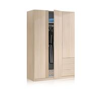 Habitdesign Armario ropero Low Cost 3 puertas 3 cajones 121x180x52 cm Roble