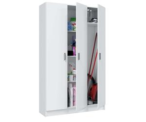 Habitdesign Armario Multiusos 3 Puertas 4 Estantes, 180x109x37 (AltoxAnchoxFondo), Color Blanco Mate