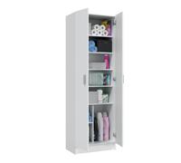 Forés Armario multiusos Adhara – 2 puertas, 6 estantes – Blanco mate 180x59x37 cm