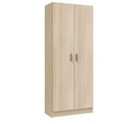 Habitdesign Armario Multiusos, Escobero 2 Puertas 3 Estantes, 180x73x37 (AltoxAnchoxFondo - en cm), Color Roble