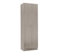 Habitdesign Armario Multiusos Estrecho 2 Puertas 3 Estantes, 180x59x37 (AltoxAnchoxFondo - en cm), Armario Auxiliar Estrecho Color Roble