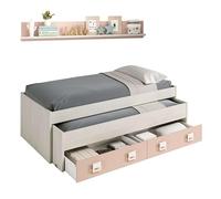 Miroytengo Cama nido Nube 65x199x96 cm (alto x largo x ancho) blanco y rosa