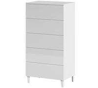 Habitdesign Cómoda 5 Cajones, 117x61x40 (AltoxAnchoxFondo-en cm), Sinfonier Dormitorio Color Blanco Brillo, Modelo Loft