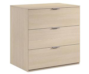 Habitdesign Cómoda de 3 Cajones, Cajonera Auxiliar Pequeña para Dormitorio o Armario, 77x80x38 cm, Color Roble, Modelo LC