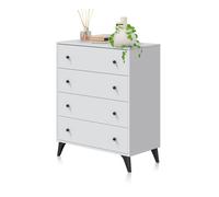 Habitdesign -Cómoda de 4 cajones en formato vertical 77,5x95 cm Iconic Artik white (matte white) - black