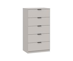 Habitdesign - Cómoda de Dormitorio con 5 Cajones, Sinfonier Estrecho para Espacios Pequeños, Cajonera Alta de Madera, Estilo Nórdico Minimalista, Color Cachemir, 110x60x40 cm, Modelo Alaya