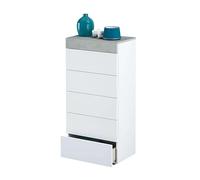 Habitdesign - Cómoda Sinfonier con 5 Cajones, Comoda Moderna para Dormitorio, Sinfonier Vestidor, Color Blanco Artik y Gris Cemento, 118x61x40 cm - Modelo Tekkan