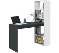 Forés Escritorio Duplo con Estantería Reversible Blanco Artik y Gris Antracita 120x53x144 cm
