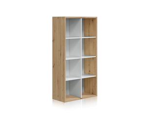 Habitdesign Estantería Librería Cubos, Modelo Noa, Acabado Roble Nodi y Blanco Artik, Medidas: 137 cm (Alto) x 71,5 cm (Ancho) x 33 cm (Fondo)