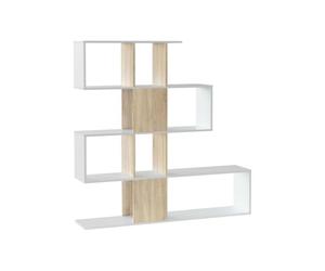 Habitdesign Estantería Librería, Modelo Zig-Zag-3, Acabado Blanco Artik y Roble Canadian, Medidas: 145 cm (Alto) x 145 cm (Ancho) x 28 cm (Fondo)