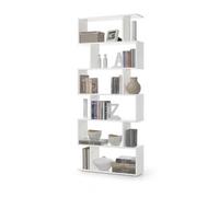 Habitdesign - Estantería Salón, Librería, Separador Ambientes, Color Blanco Brillo, 80x192x24 cm - Modelo Athena