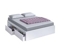 Habitdesign Estructura Cama Matrimonio con 4 Cajones, 156x196x37 (AnchoxFondoxAlto-en cm), Estructura Cama Doble Color Blanco Artik, Modelo Kendra (Sin Somier)