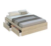 Habitdesign Estructura de cama Kendra – 4 cajones, 156x196x37 cm, Roble (sin somier)