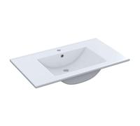 Habitdesign Lavabo cerámico Pila lavamanos rectangular Blanco 81,5×18×46 cm