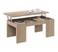 Habitdesign - Mesa de Centro Elevable Kendra, Mesita Auxiliar de Salón o Comedor con Almacenaje Interior, Roble Canadian, Medidas: 100x50x45-56 cm