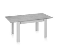 Usinestreet Mesa de comedor extensible Kendra – Blanco Artik y Gris Cemento 140-190×90×78 cm
