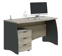 Forés Mesa de despacho Stil 3 cajones Gris Antracita y Roble Alaska 136x67x74 cm
