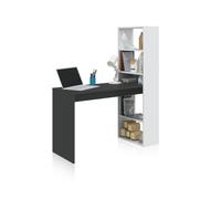 Habitdesign -Mesa de escritorio con estantería Duplo Artik white (matte white) - anthracite gray