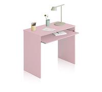 Habitdesign Mesa de Ordenador con Bandeja extraíble, Mesa Escritorio Juvenil, Modelo I-Joy, Color Rosa Nube, Medidas: 90 cm (Ancho) x 54 cm (Fondo) x 79 cm (Alto)