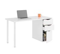 Habitdesign Mesa de escritorio Athena – Reversible 2 cajones y 1 puerta 138×60×74 cm Blanco Artik