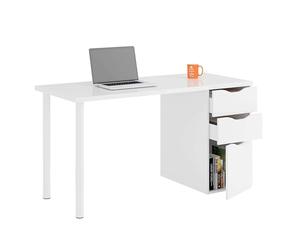 Habitdesign Mesa Ordenador Reversible con 2 Cajones y 1 Puerta, Mesa Despacho, Escritorio, Modelo Athena, Acabado en Color Blanco Artik, Medidas: 138 cm (Ancho) x 60 cm (Fondo) x 74 cm (Alto)