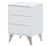 Habitdesign Mesita de noche Sweet – 3 cajones y patas, Blanco Artik 56x40x33,5 cm