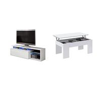 Habitdesign Modulo De TV Moderno, Mueble Salon, Modelo Blue-Tech + Mesa De Centro Elevable, Mesita De Salón O Comedor, Modelo LC