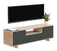 Due-Home Innovations SL Mueble para TV Zaira 3 puertas roble nodi/antracita 46x150x41 cm Wood