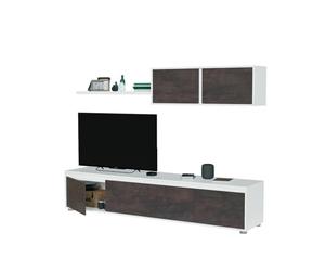 Habitdesign Mueble de Salon Moderno, Modulos de Comedor, Modelo Alida, Acabado en Blanco Artik y Oxido, Medidas: 200 cm (Ancho) x 43 cm (Alto) 41 cm (Fondo)