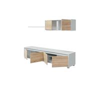 Habitdesign Mueble de Salon Moderno, Modulos de Comedor, Modelo Alida, Acabado en Blanco Artik y Roble Canadian, Medidas: 200 cm (Ancho) x 43 cm (Alto) 41 cm (Fondo)
