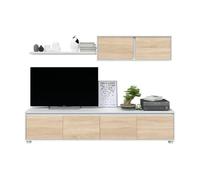 Duérmete Online Mueble salón Alida – TV y estante – Blanco Artik/Roble Canadian – 200x43x41cm