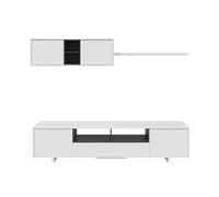 Duérmete Online Mueble de salón moderno Belus Blanco brillo/Gris antracita 200x41x46 cm