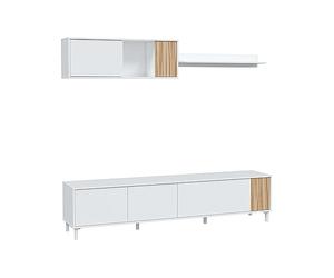 Habitdesign Muebles De Salón Ethna Blanco Artik Y Natur Estilo Moderno para Comedor 200x40Cm