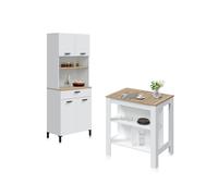 Habitdesign -Pack alacena con mesa alta Nitza Artik white (matte white) - natur
