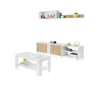 Habitdesign -Pack salón con mesa de centro Alix Plus Artik white (matte white) - natur