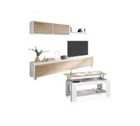 Habitdesign -Pack salón con mesa de centro Arlet Plus Artik white (matte white) - canadian oak