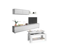 Habitdesign -Pack salón con mesa de centro Arlet Plus Artik white (matte white) - cement gray