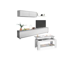 Habitdesign -Pack salón con mesa de centro Arlet Plus Artik white (matte white) - cement gray