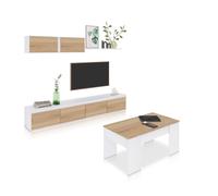 Habitdesign -Pack salón con mesa de centro Arlet Plus V2 Artik white - canadian oak