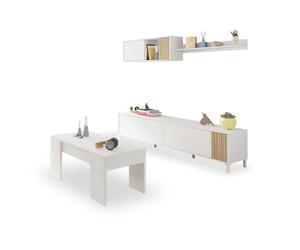 Habitdesign -Pack salón con mesa de centro Nitza Plus V2 Artik white (matte white) - natur
