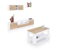 Habitdesign - Pack salón con mesa de centro Plus V1 Artik white - canadian oak