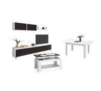 Habitdesign -Pack salón con mesa de centro y mesa de comedor Arlet Max Artik white (matte white) - rust