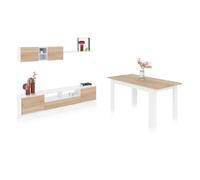 Habitdesign -Pack salón con mesa de comedor Plus VA Artik white - canadian oak