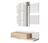 Habitdesign - Recibidor con Cajón y Espejo - Mueble de Entrada con Cajón y Espejo, Color Roble Canadian, 75x116x40 cm - Modelo Tekkan
