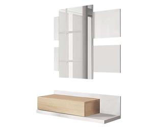 Habitdesign - Recibidor con Cajón y Espejo - Mueble de Entrada con Cajón y Espejo, Color Roble Canadian, 75x116x40 cm - Modelo Tekkan
