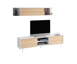 Habitdesign -Salón Niva Glossy white - canadian oak