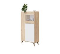 Habitdesign -Vitrina Kikua Plus Artik white (matte white) - canadian oak